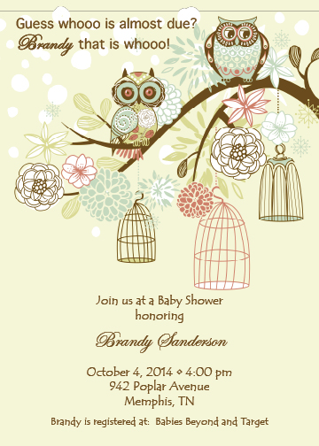Owl invitation invitation