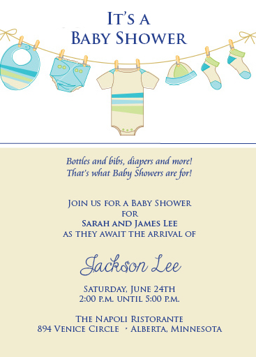 Blue clothes line invitation