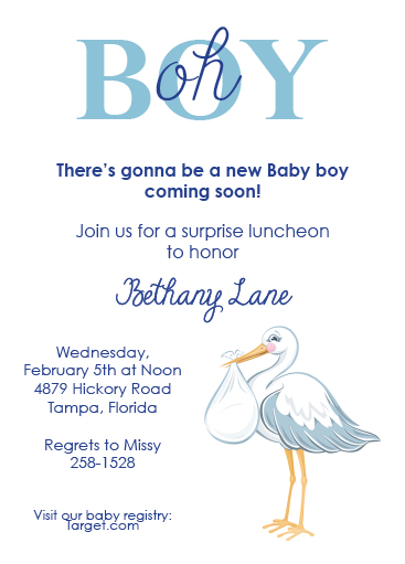 Blue oh boy invitation