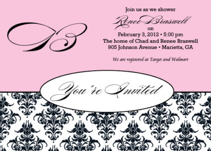 Damask pink invitation