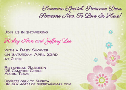 Green flowers invitation
