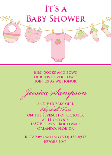 Pink clothes line invitation