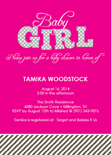 Polka dot baby invitation