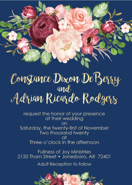 Navy and Blush invitation
