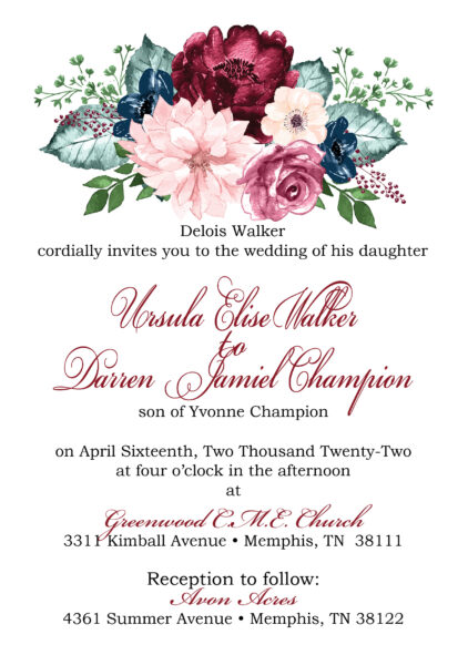 Maroon Bloom invitation