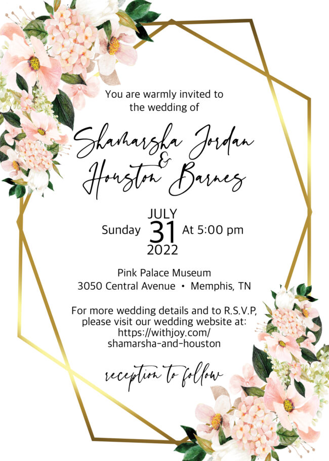 Gold Geo and Blush invitation