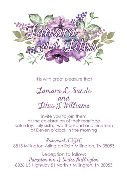 Purple floral invitation