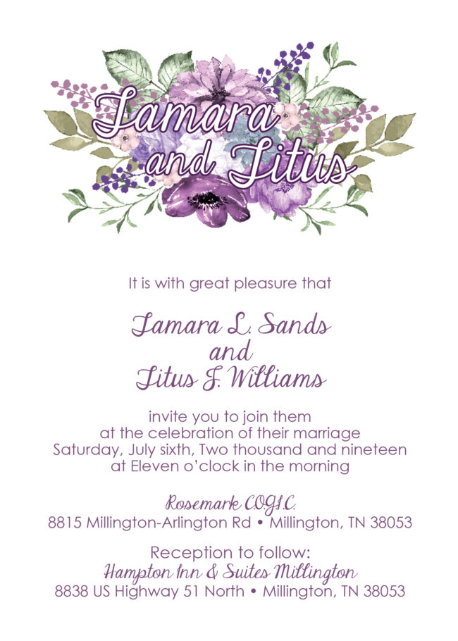 Purple floral invitation