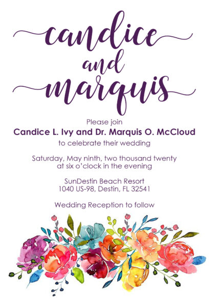 Jewel tone floral invitation