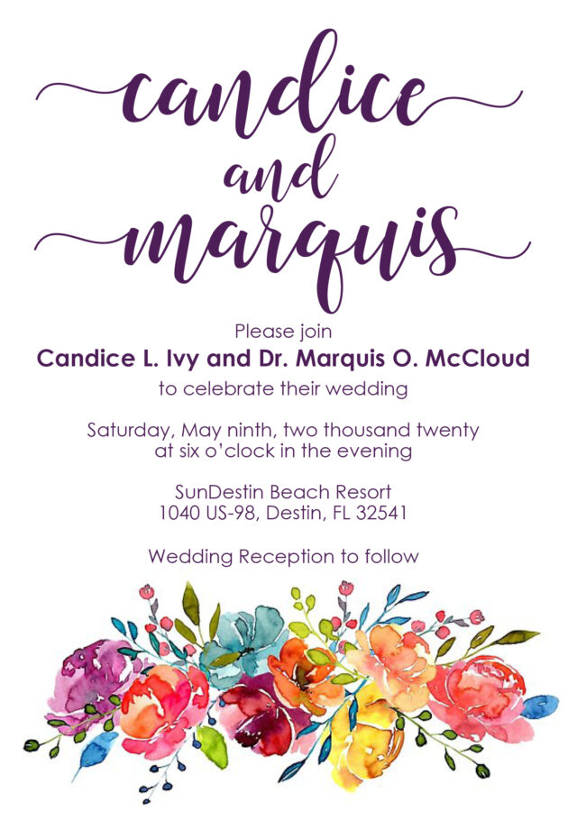 Jewel tone floral invitation