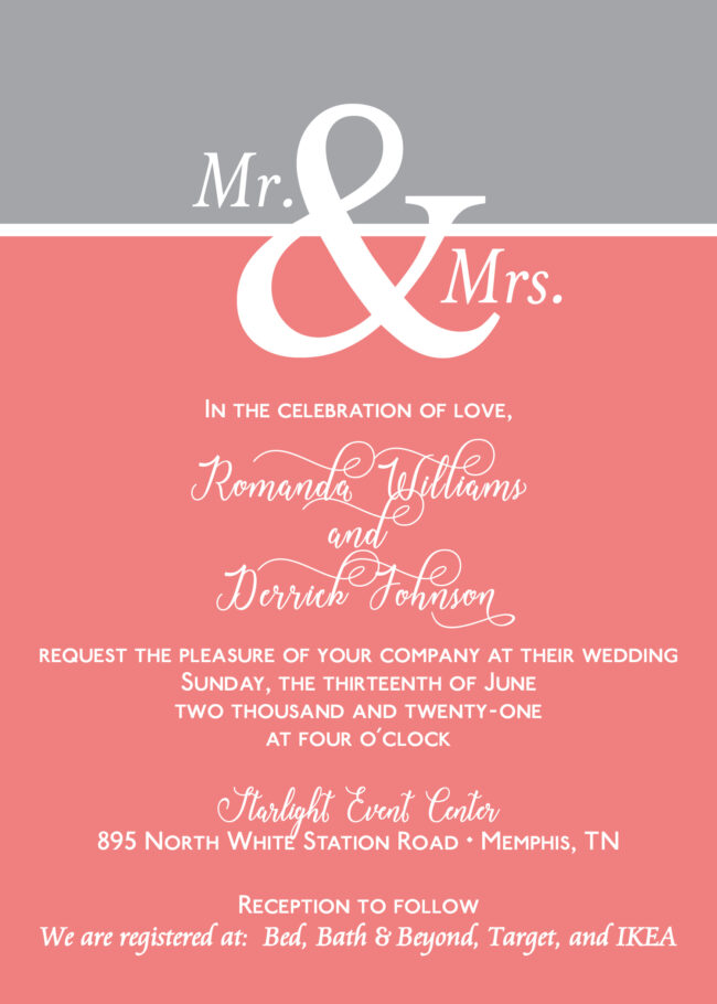 Mr. and Mrs. 2 invitation
