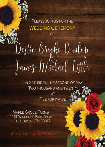 Sunflower and rose invitation