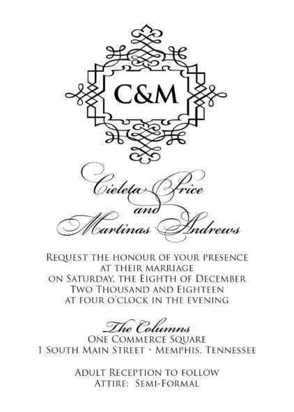 Monogram crest invitation
