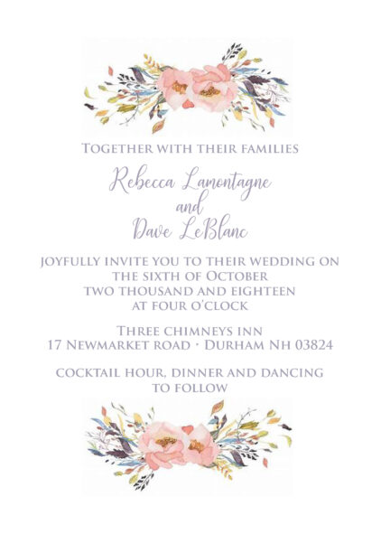Blush and Lavender invitation