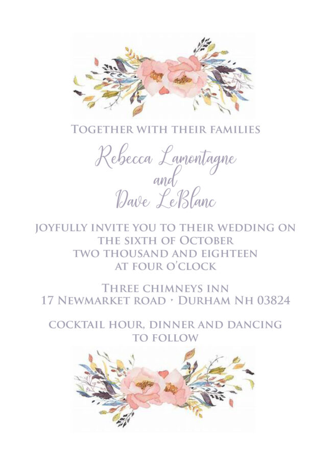 Blush and Lavender invitation