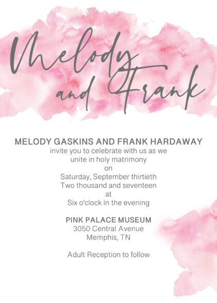 Pink watercolor invitation