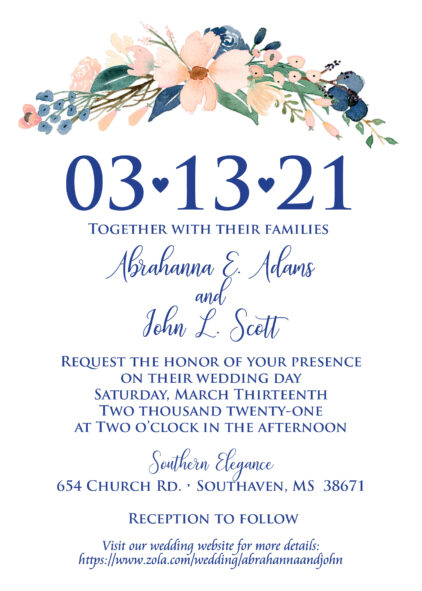 Navy and Soft Pink invitation
