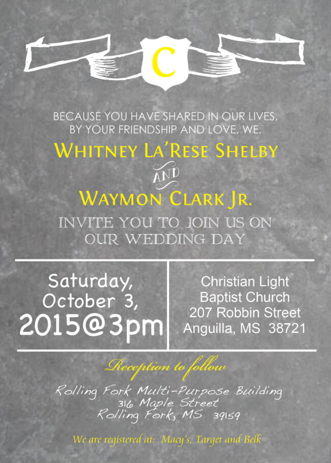 Gray Chalkboard invitation